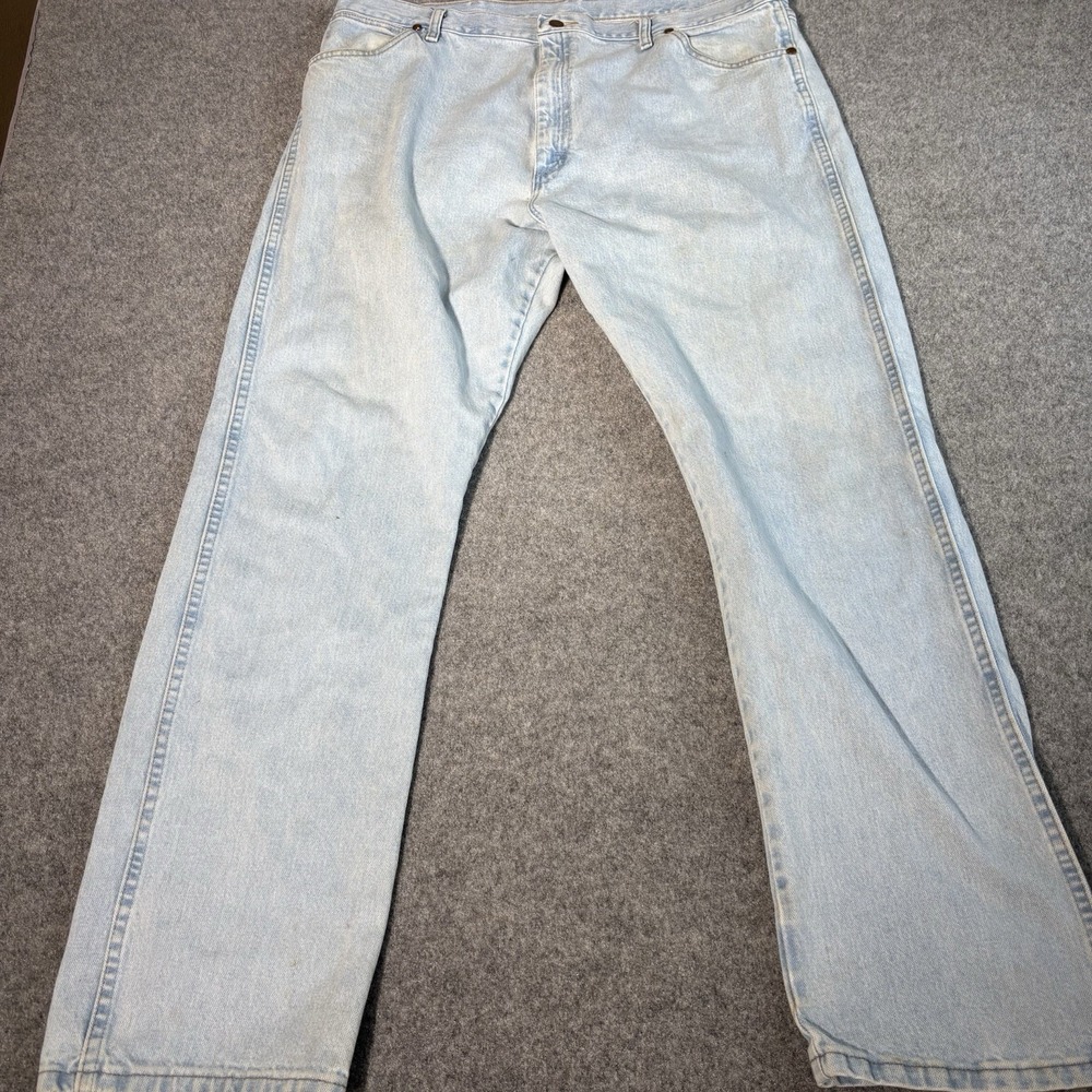 Wrangler Jeans Mens Cowboy Cut 42x32 13MWZ Light Wash Straight Leg Western Blue